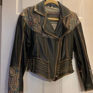 Lloyds Black Leather and Tapestry Jacket